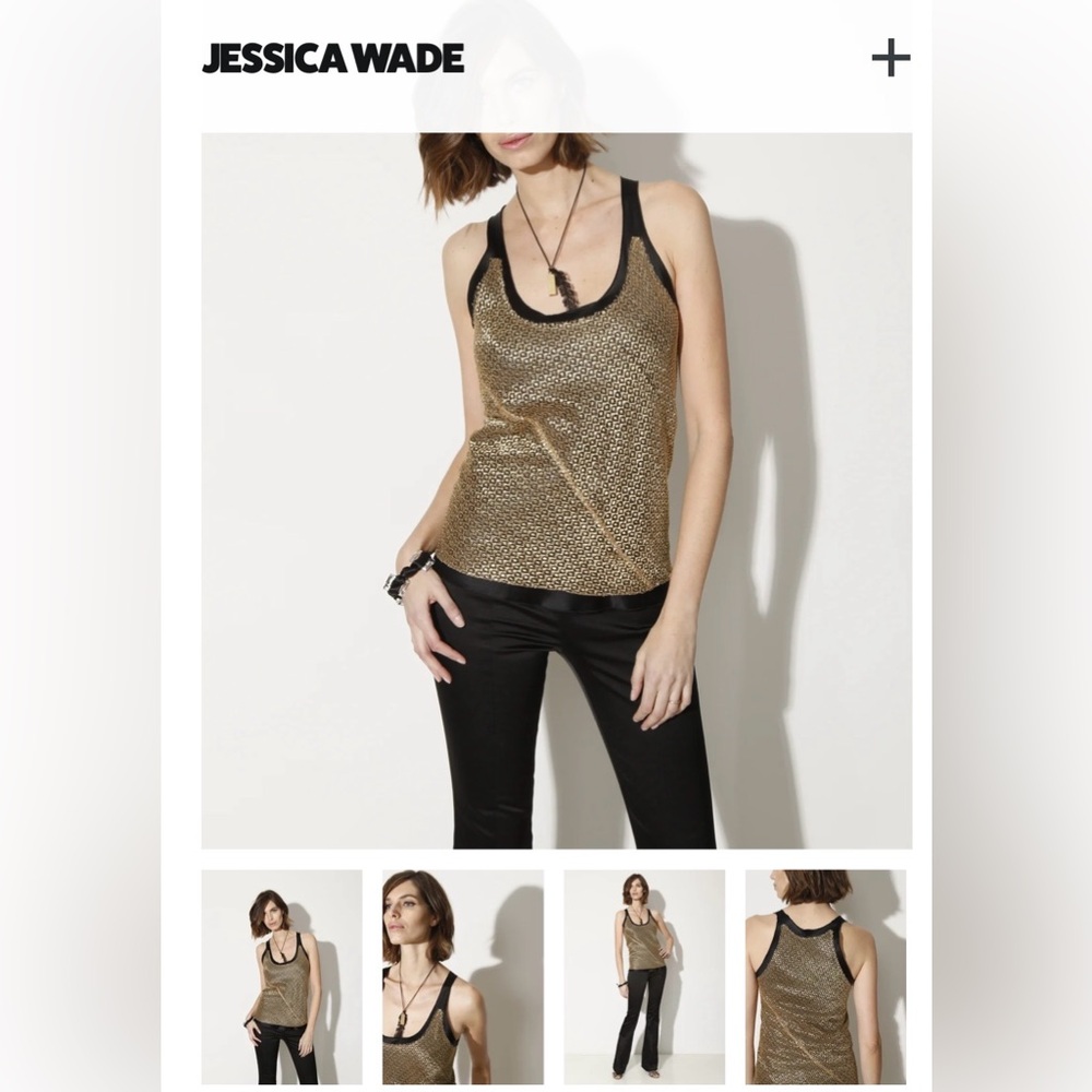 JES WADE Gold Label Chain Maille Lace Racer Tank - Metallic & Silk XS/S.